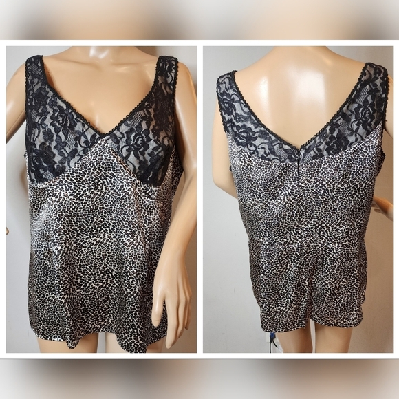 Spiegel Silk Leopard Print Lace Lingerie Camisole Top. Size 18. - Picture 1 of 16